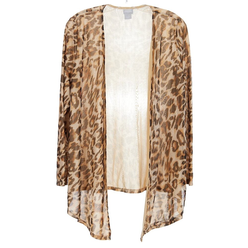 Chico's Animal Print Open Front Cardigan Women's Size 1 (US Size Medium)